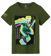 Name It T-shirt - NkmKrian - Rifle Green m. Print