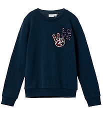 Name It Sweatshirt - NkfKirli - Dark Sapphire m. Palietter