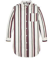 Tommy Hilfiger Skjortekjole - Global Stripe - Ivory/Red White 