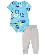 Nike Bodysæt - Sweatpants/Body k/æ - Grey Heather/Baltic Blue