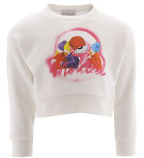 Moncler Sweatshirt - Cropped - Hvid m. Print