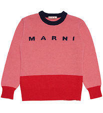 Marni Bluse - Uld - Koral/Rd m. Navy