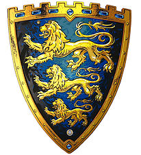 Liontouch Udklædning - Ridder-Skjold - Triple Lion - Blå/Gul
