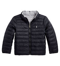 Polo Ralph Lauren Dynejakke - Vendbar - Sort/Grå