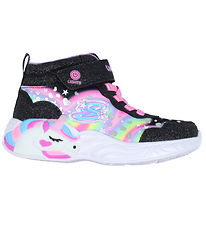 Skechers Stvler m. Lys - Unicorn Dreams - Sort/Multi