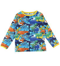Smfolk Bluse - Blue Atoll m. Dinosaurer