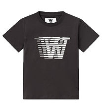 Wood Wood T-shirt - Ola - Black Coffee m. Hvid