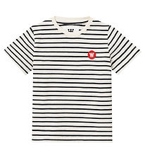 Wood Wood T-shirt - Ola - Off White/Sortstribet