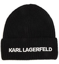 Karl Lagerfeld Hue - Strik - Sort m. Hvid