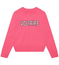 Zadig & Voltaire Bluse - Uld - Raspberry m. Tekst