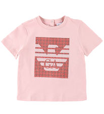 Emporio Armani T-shirt - Rosa/Rd m. Pailletter