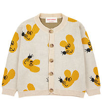 Bobo Choses Cardigan - Mouse All Over - Strik - Creme/Gul