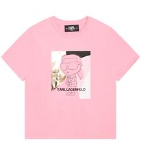 Karl Lagerfeld T-shirt - Pink Washed m. Print