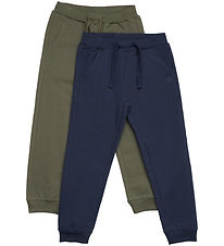 Minymo Sweatpants - 2-pak - Olive Night/Navy