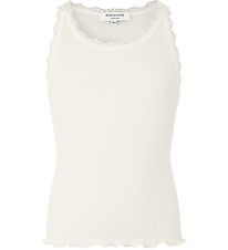 Rosemunde Top - Silke/Bomuld - Rib - Ivory m. Blonder