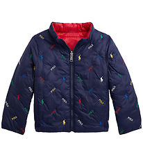Polo Ralph Lauren Dynejakke - Vendbar - Rød/Navy m. Logoer