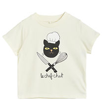 Mini Rodini T-shirt - Chef Cat - Off White