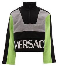 Versace Sweatshirt m. Lynlås - Gråmeleret m. Sort/Neongrøn