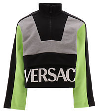 Versace Sweatshirt m. Lynls - Grmeleret m. Sort/Neongrn