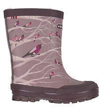 Viking Termostøvler - Jolly - Dusty Pink m. Fugle