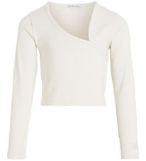 Calvin Klein Bluse - Cropped - Rib - Ivory