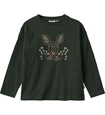 Wheat Bluse - Deer Embroidery - Black Coal