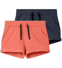 Name It Sweat Shorts - Noos - NkfVolta - 2-pak - Coral/Dark Sapp