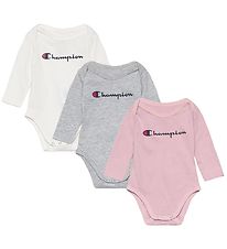 Champion Body l/ - 3-Pak - Dusty Rose/Gr Melange/Hvid