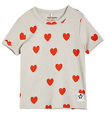 Mini Rodini T-shirt - Rib - Hearts - Grå