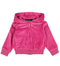 Versace Cardigan - Velour - Fuchsia m. Logo