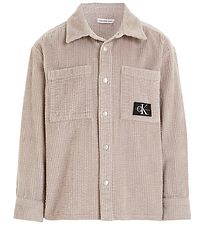 Calvin Klein Skjorte - Fløjl - Corduroy Badge Overshirt - Porpoi