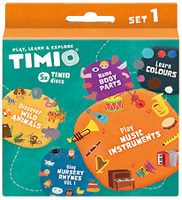 TIMIO Disksæt 1 - Børnesange, Vilde Dyr, Instrumenter, Farver og