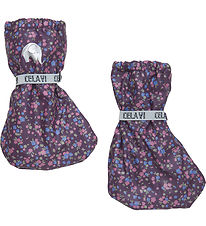 CeLaVi Overtrkssko m. Fleece - PU - Plum Perfect m. Blomster