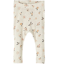 Name It Leggings - Rib - NbfOsha - Peyote Melange m. Blomster