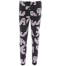 Emporio Armani Leggings - Sort/Rosa m. Logoer