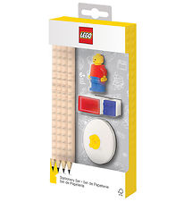 LEGO® Stationery Blyantsæt - 8 Dele - Rød/Blå m. Minifigur