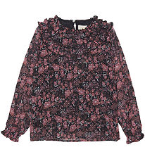 Creamie Bluse - Dobby - Sort m. Blomster