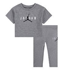 Jordan T-Shirt/Leggings - Grmeleret m. Logo