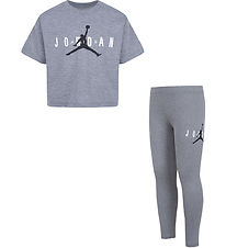 Jordan T-Shirt/Leggings - Grmeleret m. Logo