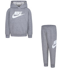 Nike Sweatsæt - Gråmeleret m. Hvid