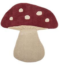 Bloomingville Mini Gulvtppe - Uld - 90x85 cm - Mushroom - Rd