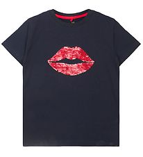 The New T-Shirt - TnLips - Navy Blazer m. Pailletter