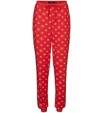 Vero Moda Girl Bukser - VmXmas - High Risk Red/White Snowflakes