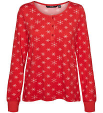 Vero Moda Girl Bluse - VmXmas - High Risk Red/White Snowflakes Vero Moda Girl Bluse - VmXmas - High Risk Red/White Snowflakes