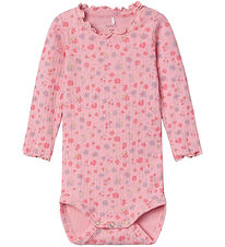 Name It Body l/ - Rib - NbfOlea - Candy Pink m. Blomster