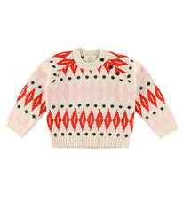 Copenhagen Colors Bluse - Uld - Cream Red Combi