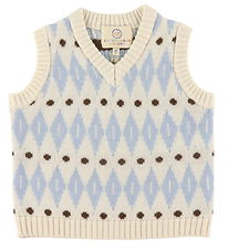 Copenhagen Colors Vest - Uld - Cream Blue Combi