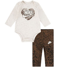 Nike St - Leggings/Body l/ - Cacao Wow/Beigemeleret m. Print