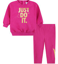 Nike St - Leggings/Sweatshirt - Fireberry m. Guld