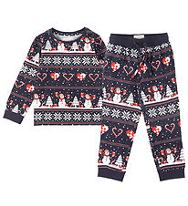 Jule-Sweaters Nattj - Julehjerte Pyjamas - Navy